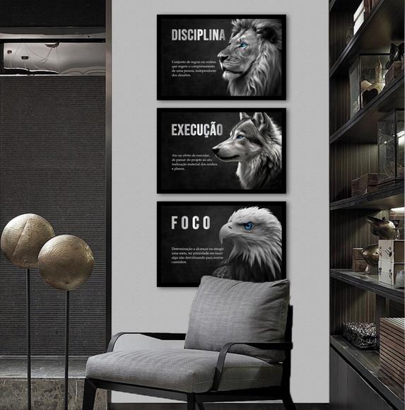 Quadro Decorativo Disciplina Execução Foco Animais Motivação