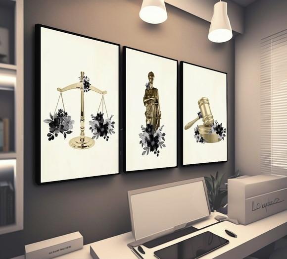 Quadro Decorativo Escritório Advogado Direito Moldura Vidro