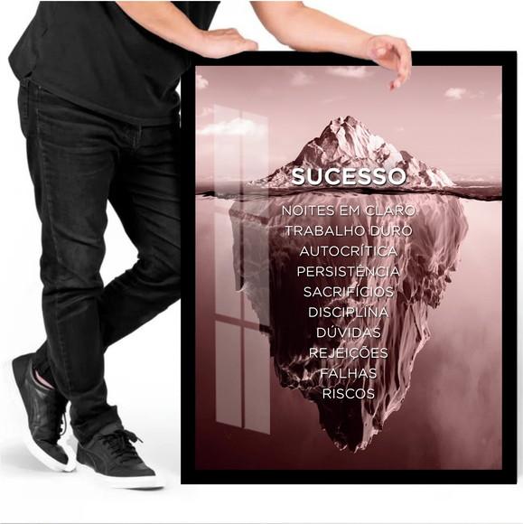 Quadro Decorativo Escritório Motivação Iceberg Moldura Vidro