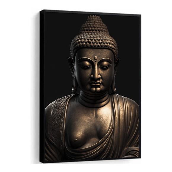 Quadro Decorativo Estátua Buda Meditação Quarto Sala Moldura