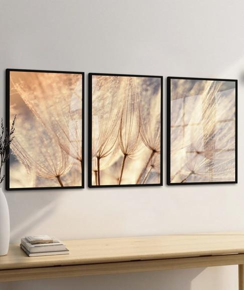 Quadro Decorativo Flores Dente de Leão com Moldura e Vidro