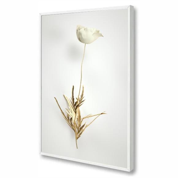 Quadro Decorativo Flores Douradas Para Sala Quarto Moldura