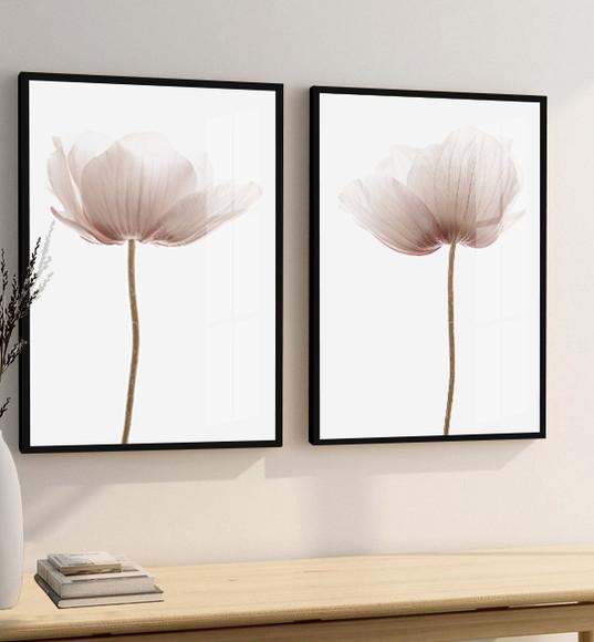 Quadro Decorativo Flores Para Sala e Quarto Moldura e Vidro