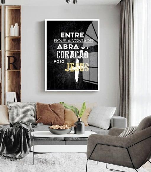 Quadro Decorativo Frase Motivacional Jesus Moldura e Vidro