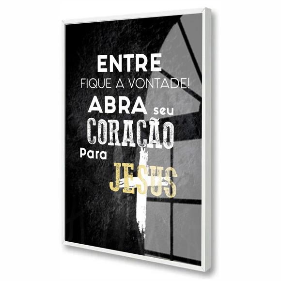 Quadro Decorativo Frase Motivacional Jesus Moldura e Vidro