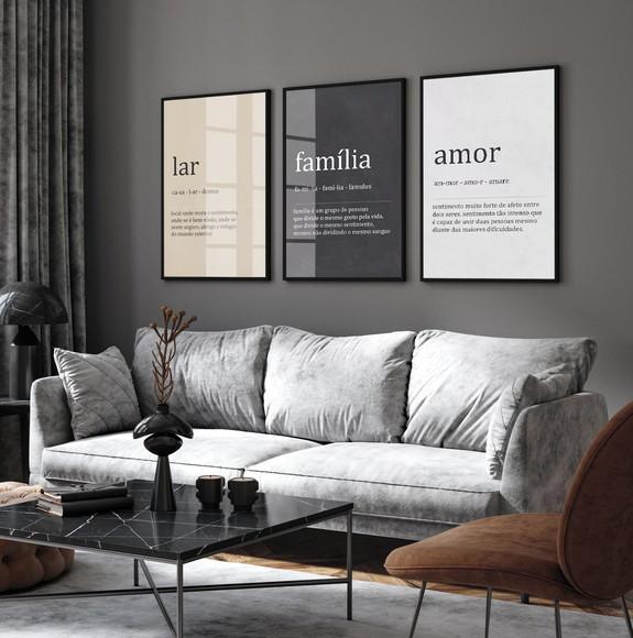 Quadro Decorativo Frases Família Casa Motivação com Vidro