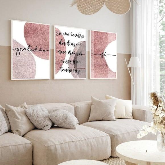 Quadro Decorativo Frases Família Gratidão Sala Quarto Vidro