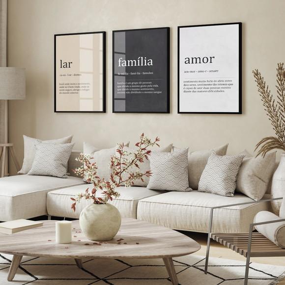 Quadro Decorativo Frases Família Casa Motivação com Vidro