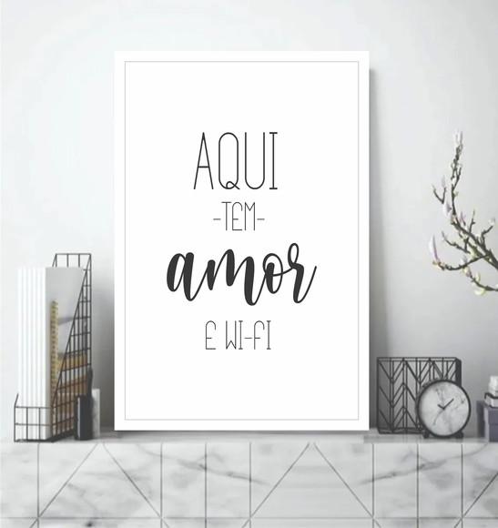 Quadro Decorativo Frases Moderno Wifi Quarto Sala Moldura