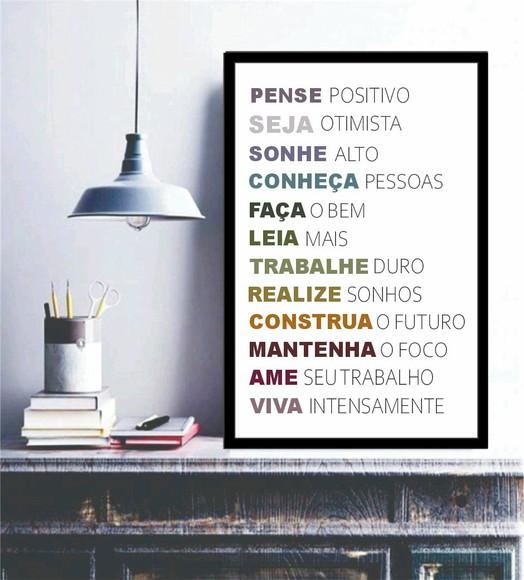 Quadro Decorativo Frases Positivas Motivação Moderno Moldura