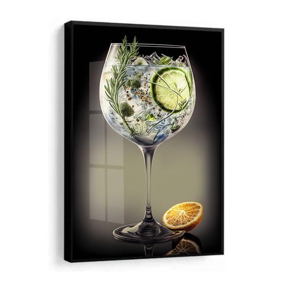 Quadro Decorativo Gin Tônica Drink Bebidas Bares com Moldura
