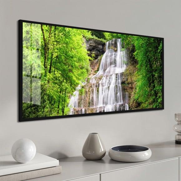 Quadro Decorativo Grande Paisagem Cachoeira Moldura e Vidro