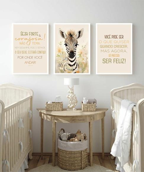 Quadro Decorativo Infantil Personalizado Animais com Moldura