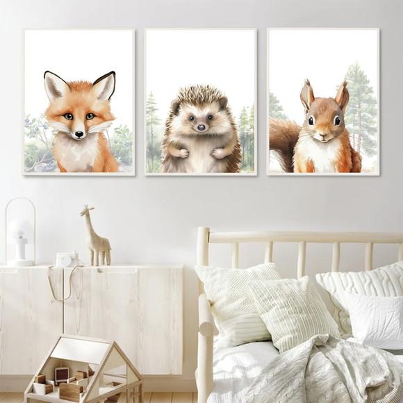 Quadro Decorativo Infantil Animais Quarto Criança Moldura