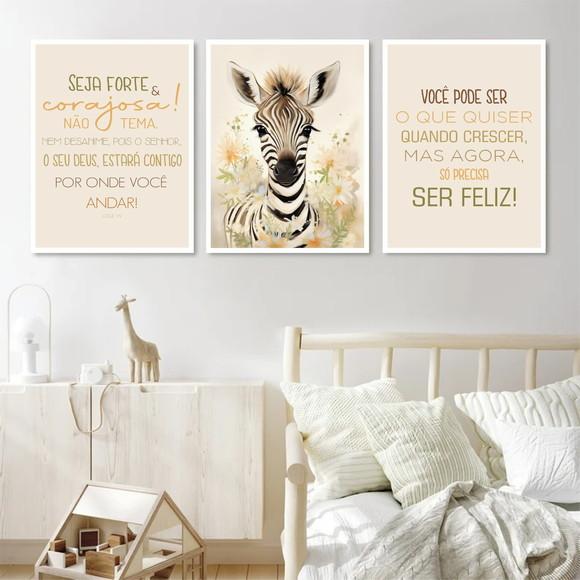 Quadro Decorativo Infantil Personalizado Animais com Moldura
