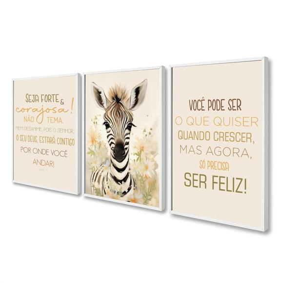 Quadro Decorativo Infantil Personalizado Animais com Moldura