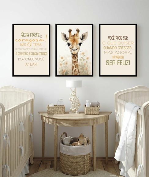 Quadro Decorativo Infantil Personalizado Animais com Moldura