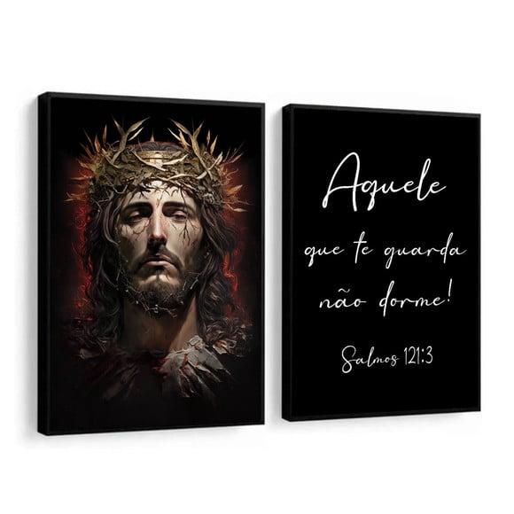 Quadro Decorativo Jesus Cristo Aquele Que Te Guarda Moldura