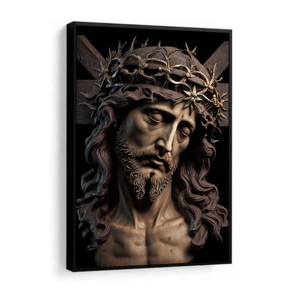 Quadro Decorativo Jesus Cristo Coroa de Espinhos com Moldura