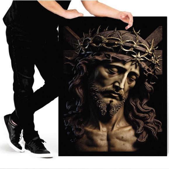 Quadro Decorativo Jesus Cristo Coroa de Espinhos com Moldura