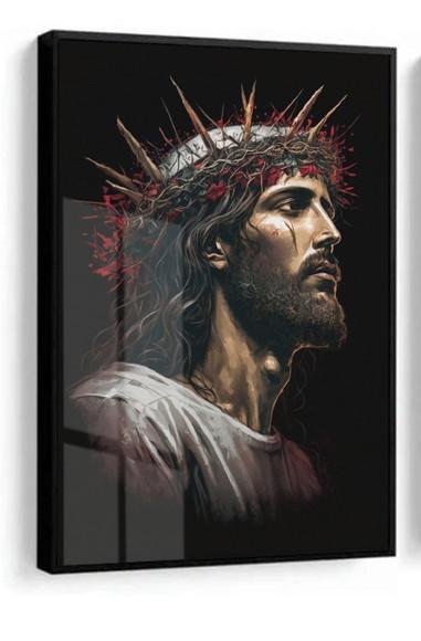 Quadro Decorativo Jesus Cristo Fé Deus com Moldura e Vidro