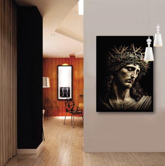 Quadro Decorativo Jesus Cristo para Sala de Estar Moldura