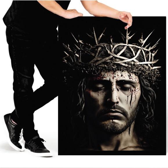 Quadro Decorativo Jesus Cristo Quarto Sala Hall com Moldura