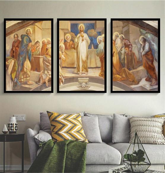 Quadro Decorativo Jesus Cristo Santa Ceia Para Sala Moldura