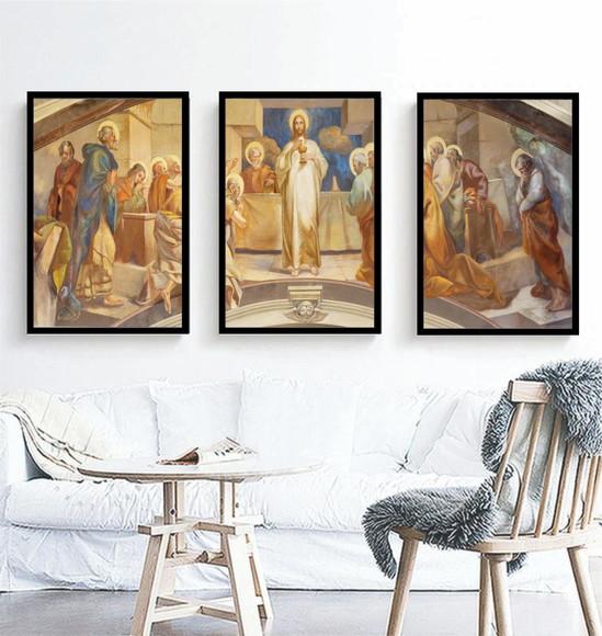 Quadro Decorativo Jesus Cristo Santa Ceia Para Sala Moldura