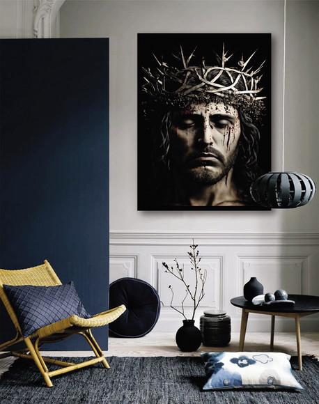 Quadro Decorativo Jesus Cristo Quarto Sala Hall com Moldura