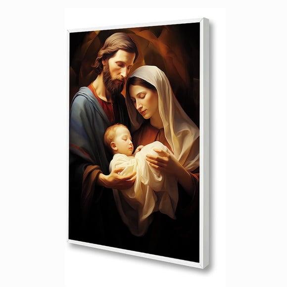 Quadro Decorativo Jesus Maria e Josè Sala Hall Luxo Moldura