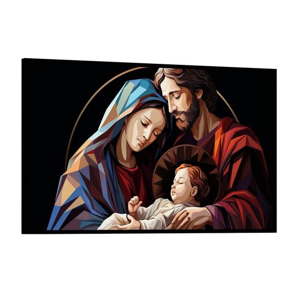 Quadro Decorativo Jesus Maria e Josè Religioso Luxo Moldura