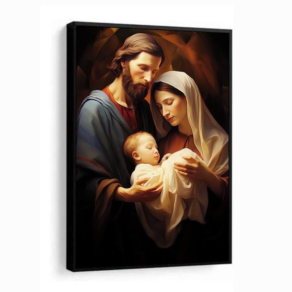 Quadro Decorativo Jesus Maria e Josè Sala Hall Luxo Moldura