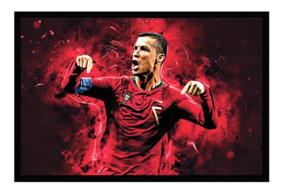 Quadro Decorativo Jogador Cristiano Ronaldo Futebol Moldura