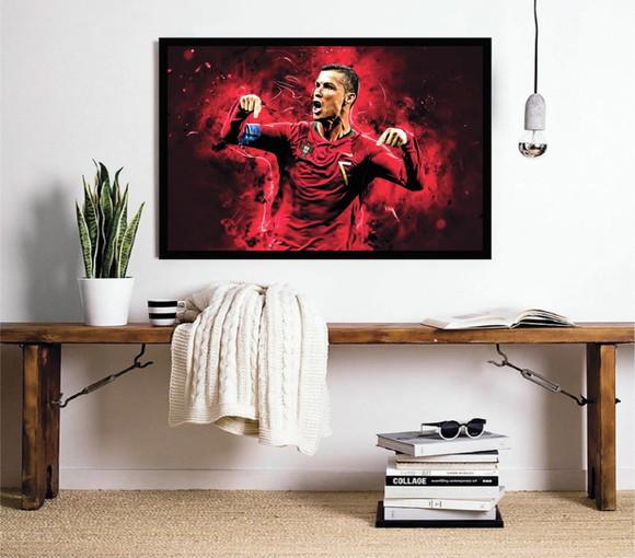 Quadro Decorativo Jogador Cristiano Ronaldo Futebol Moldura