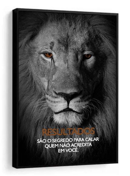 Quadro Decorativo Leão De Judá Frases Motivação Com Moldura