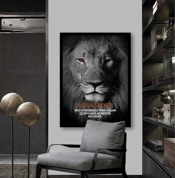 Quadro Decorativo Leão De Judá Frases Motivação Com Moldura