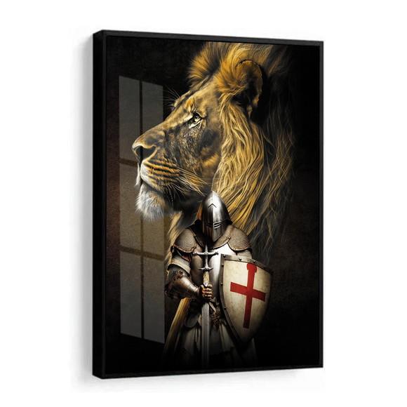 Quadro Decorativo Leão de Judá Jesus Cristo Moldura e Vidro