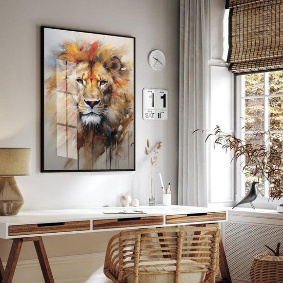 Quadro Decorativo Leão de Judá Moderno com Moldura e Vidro