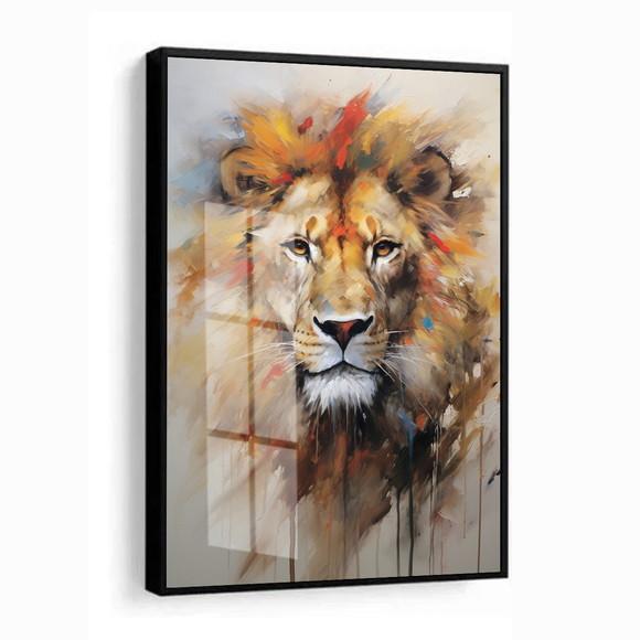 Quadro Decorativo Leão de Judá Moderno com Moldura e Vidro