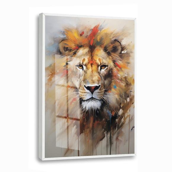 Quadro Decorativo Leão de Judá Moderno Luxo Moldura e Vidro