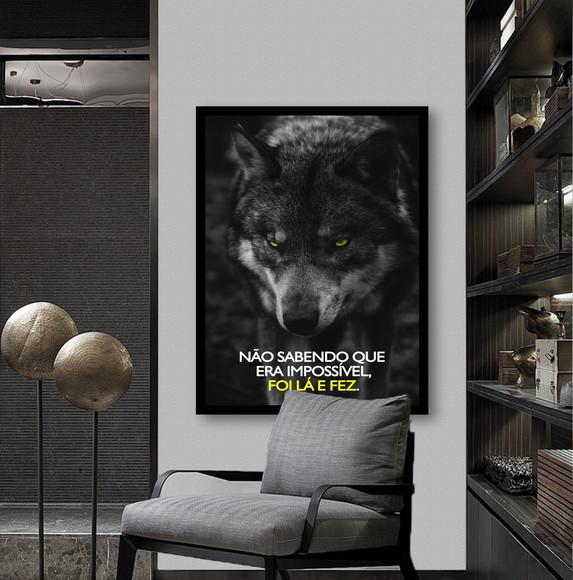 Quadro Decorativo Lobo Frase Motivacional Moderno Moldura