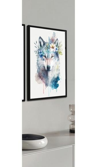Quadro Decorativo Lobo Moderno Luxo com Moldura