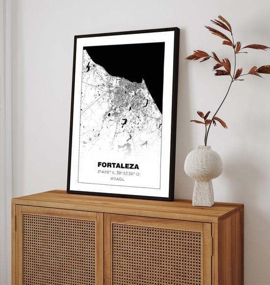 Quadro Decorativo Mapa Fortaleza Ceará Cidades com Moldura