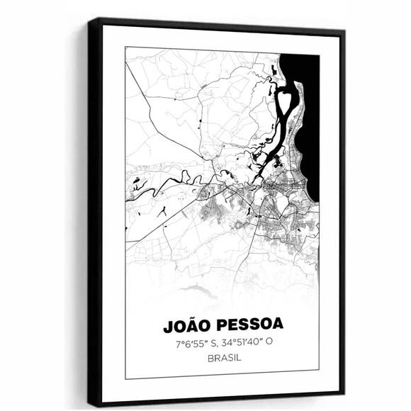 Quadro Decorativo Mapa João Pessoa Nordeste Paraíba Moldura