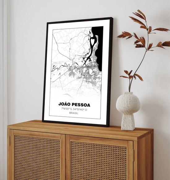 Quadro Decorativo Mapa João Pessoa Nordeste Paraíba Moldura