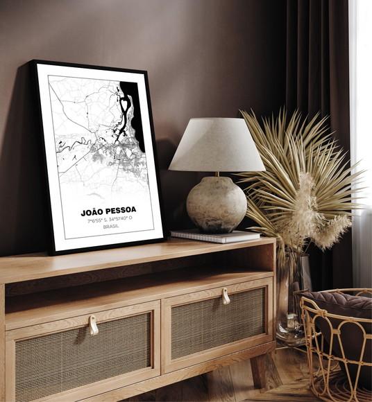 Quadro Decorativo Mapa João Pessoa Nordeste Paraíba Moldura