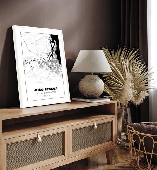 Quadro Decorativo Mapa João Pessoa Paraíba Nordeste Moldura