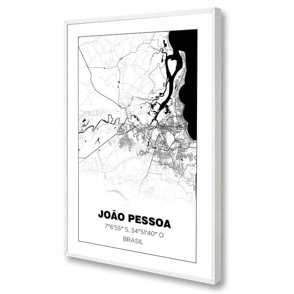 Quadro Decorativo Mapa João Pessoa Paraíba Nordeste Moldura