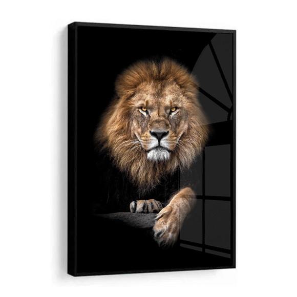 Quadro Decorativo Moderno Animais Leão de Judá Moldura Vidro
